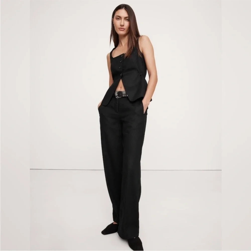 BRAND NEW! Banana Republic Black The Everyday Wide Leg Linen Pant 🩷  (#713516)